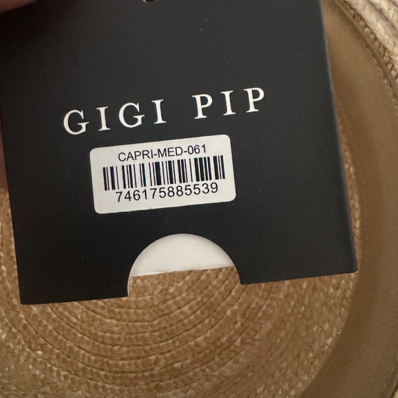 GiGi Pip Capri Tan Straw Hat with Brown Strap Size Medium (61) - Picture 3 of 6